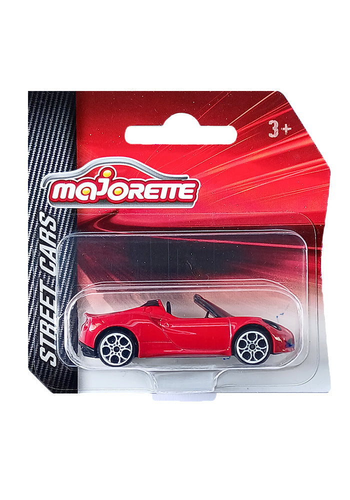 Majorette Street Cars Alfa Romeo 4C Spider | Officially Licensed Red Die-Cast Metal Sports Car, Realistic 1:64 Scale Model for Kids and Collectors Aged 3+
