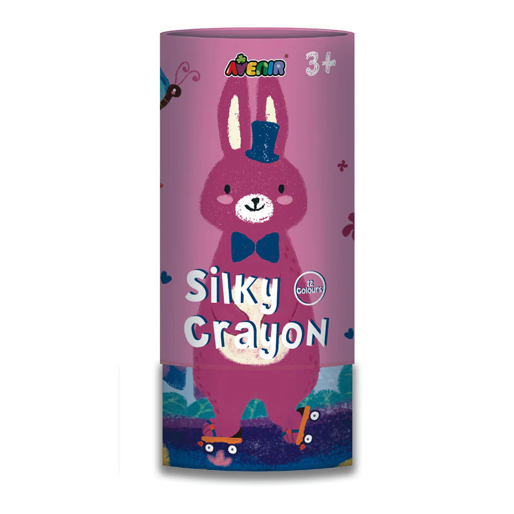 Avenir Silky Crayons Art Set - 12 Vibrant Water-Soluble Colors for Kids - 3-in-1 Versatility (Crayon, Pastel & Watercolor) with Lipstick-Style Twist Tubes - Safe & Non-Toxic for Ages 3+