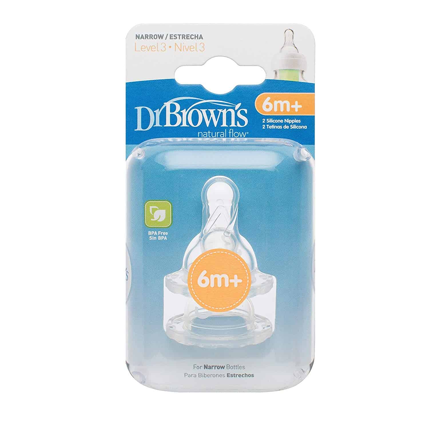 Dr Brown's Natural flow Options+ Breast like Teat for 6+ Months Level 3 - Pack of 2 - MINIMEE KIDS