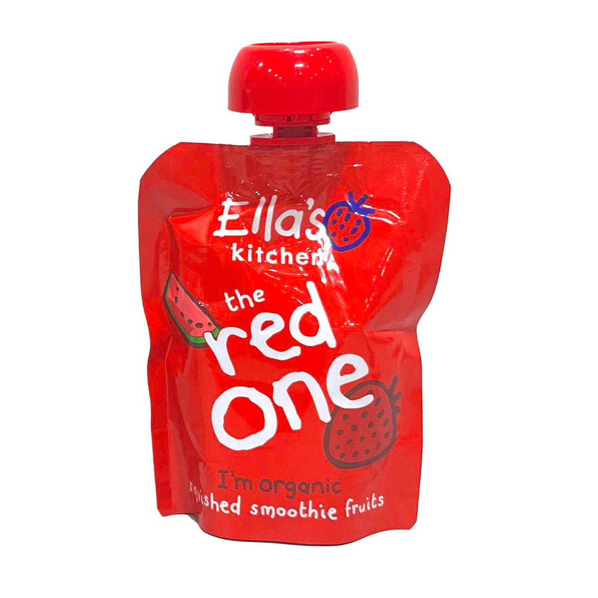 Ella's Kitchen The Red One Organic Fruit Puree | 100% Organic Squished Fruit with Apples, Bananas, Strawberries, Watermelon & Raspberries | No Added Sugar | Smooth Baby Food Pouch | 90g | 6+months