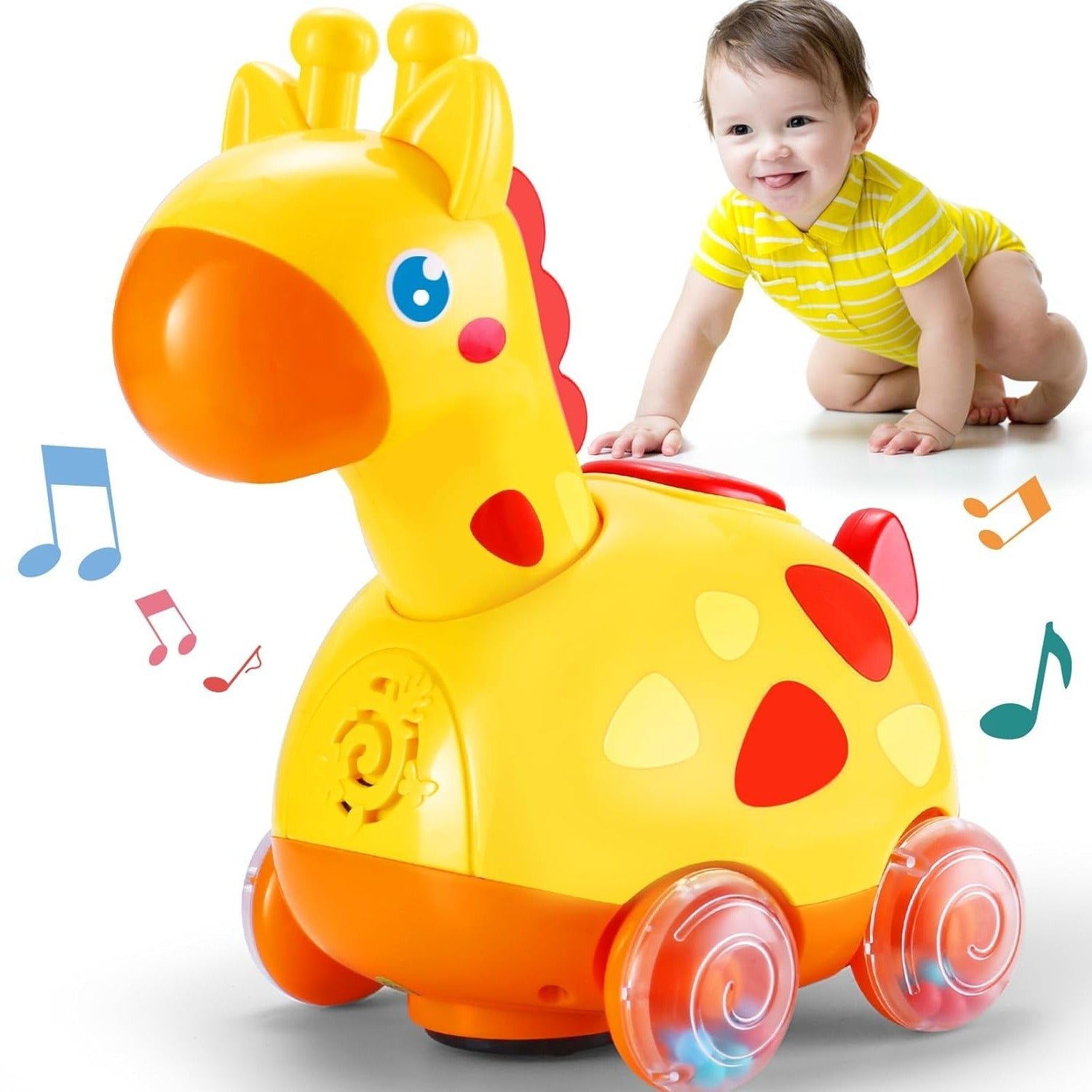 Bump & Go Giraffe for Crawling Baby Tummy Time Development Learning Toys - MINIMEE KIDS