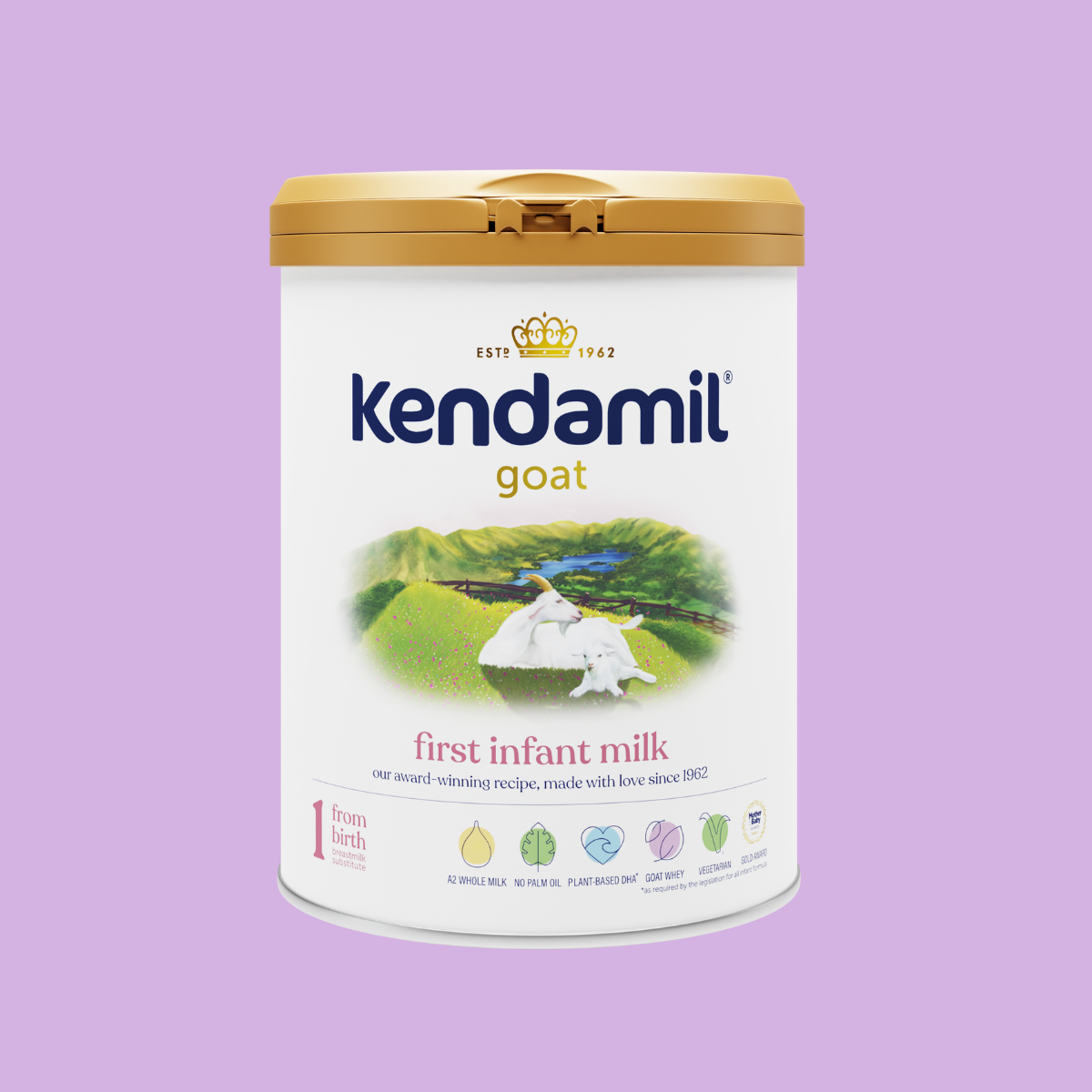 Kendamil Goat First Infant Milk (Stage 1) | Gentle A2 Goat Milk Formula for Newborns (0-6 Months) | Naturally Closer to Breast Milk, Palm Oil-Free | 800g, UK Made
