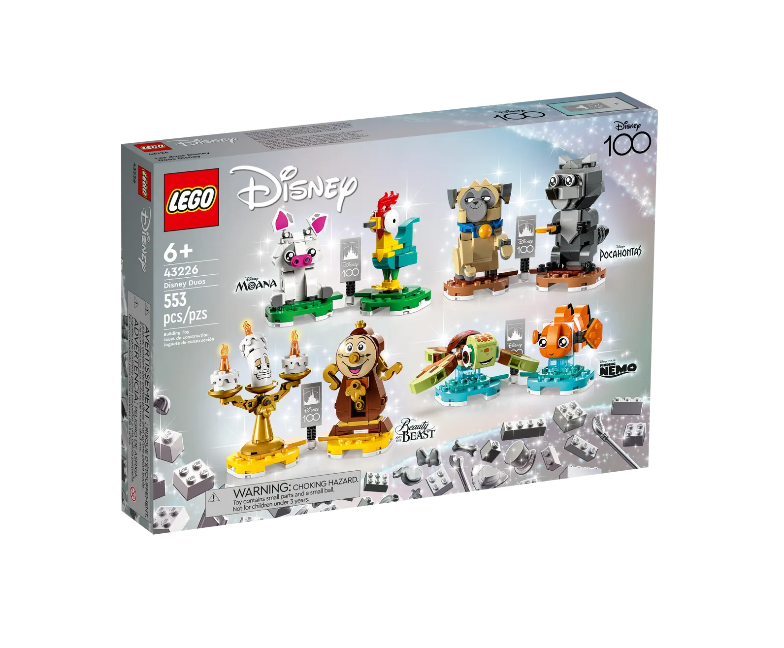 Lego Disney Duos 43226 – Buildable Disney Companions from Beauty and the Beast, Moana, Finding Nemo & Pocahontas – 553 Pieces – Posable Display Figures for Kids Aged 6+