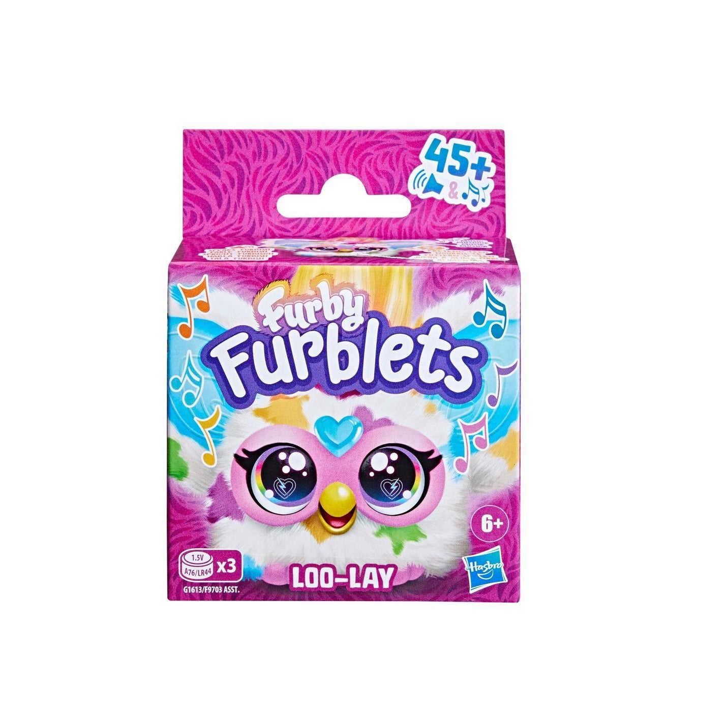 Hasbro Furby Furblets Loo-Lay Mini Electronic Plush Toy – Gamer Sound Plush Keychain with 45+ Sounds & Music | Chiptune Edition with Removable Clip | Ages 6+