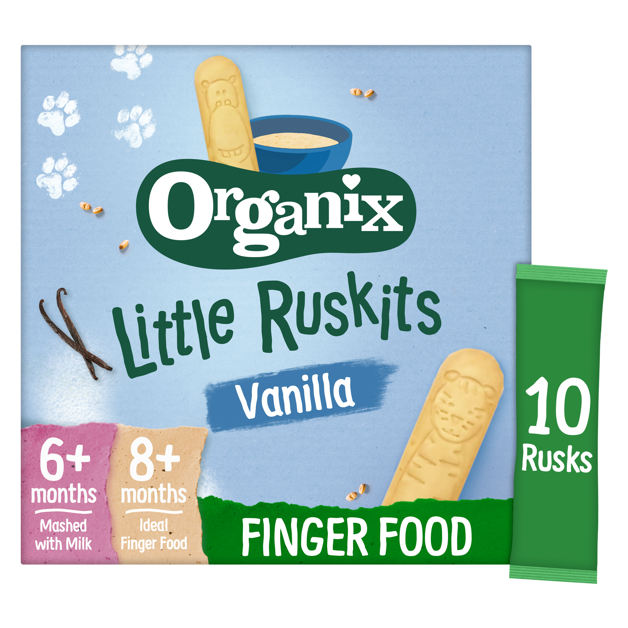 Organix Little Ruskits Vanilla Organic Baby Rusks 10x6g (60g) for 6–8 Months+ | First Finger Food for Babies | No Added Salt or Artificial Colours | 100% Organic Ingredients