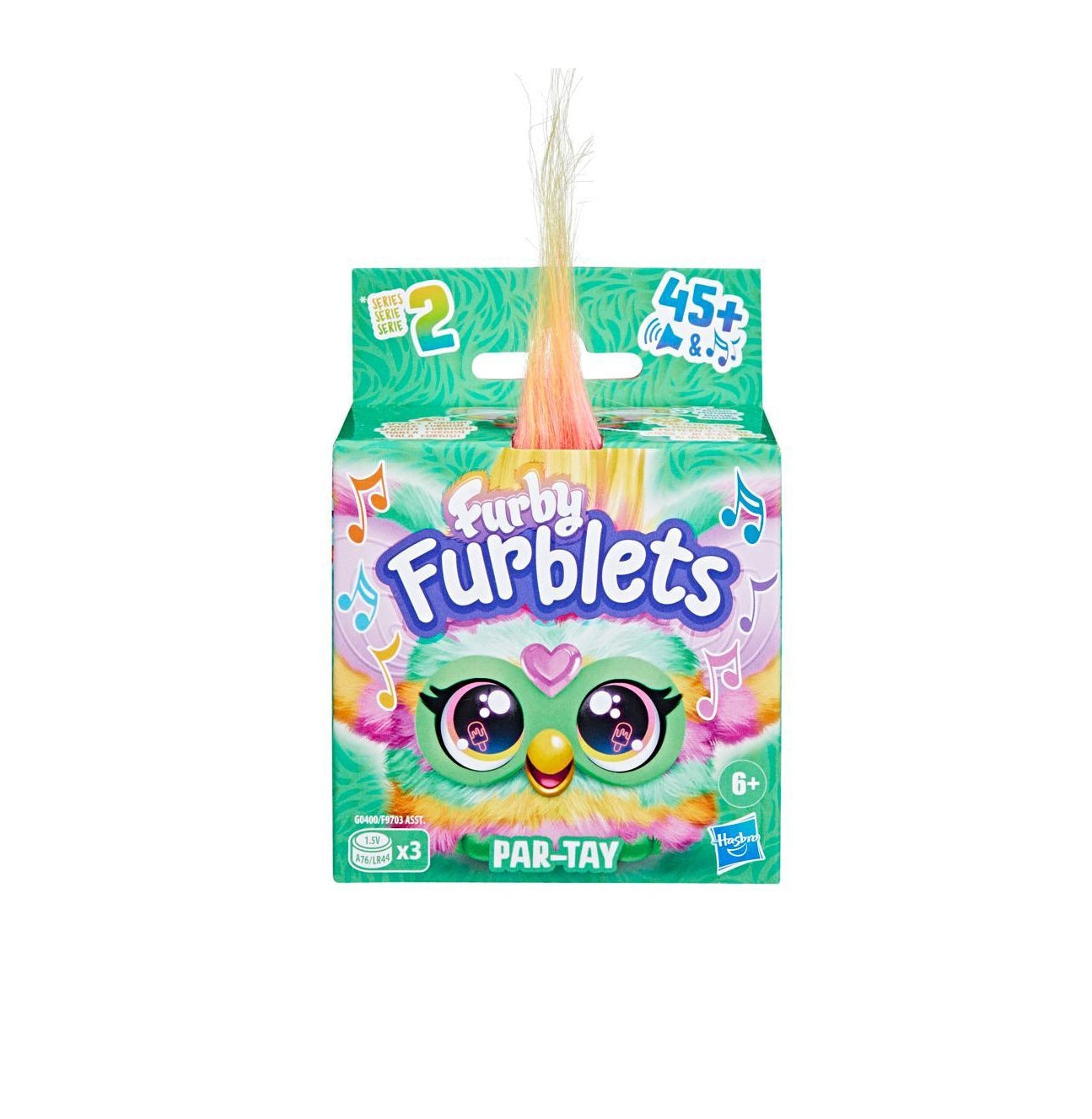 Hasbro Furby Furblets Par-Tay Mini Electronic Plush Toy for Kids Age 6+ | 45+ Disco Sounds, Phrases & Peekaboo Ears | Clip-On Backpack Toy with Keychain | Funky Multicolor Plush