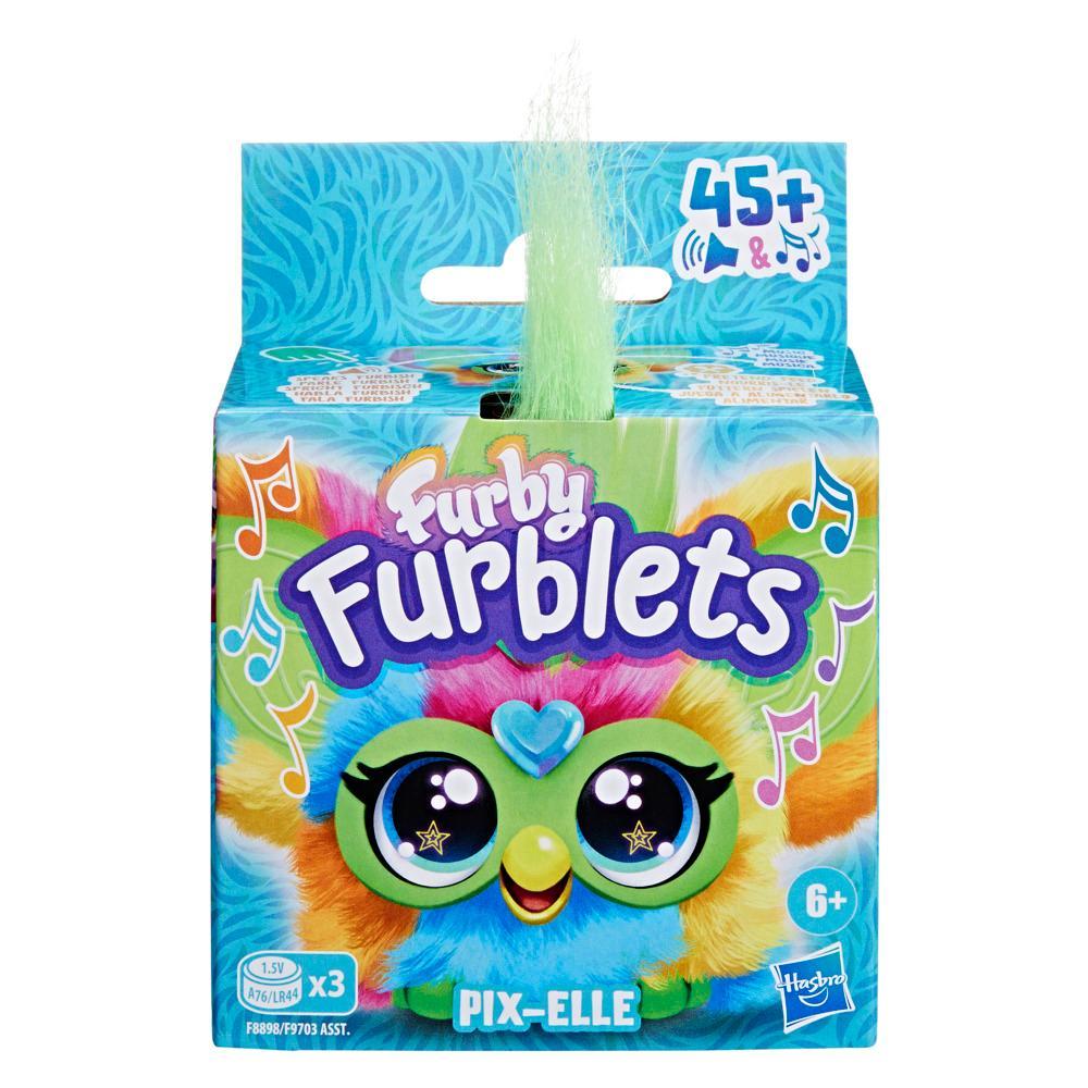 Hasbro Furby Furblets Pix-Elle Mini Electronic Plush Toy for Kids 6+ Years | 45+ Gamer Tunes & Sounds | Clip-On Keychain | Interactive Music Toy with Peekaboo Ears