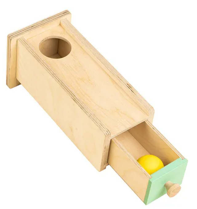Curious Cub Wooden Object Permanence Box with Drawer, Montessori-Inspired Educational Toy for Babies 9 Months+ | Develops Fine Motor Skills, Hand-Eye Coordination & Early Logic