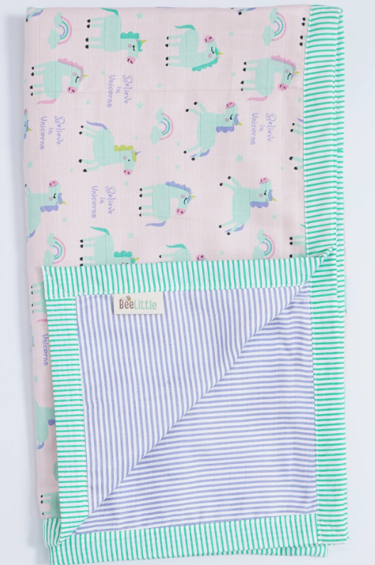 BeeLittle Organic Muslin Blanket – “Magic is Real” Reversible Cotton Baby Blanket | Multi-Layered, Ultra-Soft & All-Weather 36"x42" Muslin Wrap | Chemical-Free & Skin-Safe Comfort