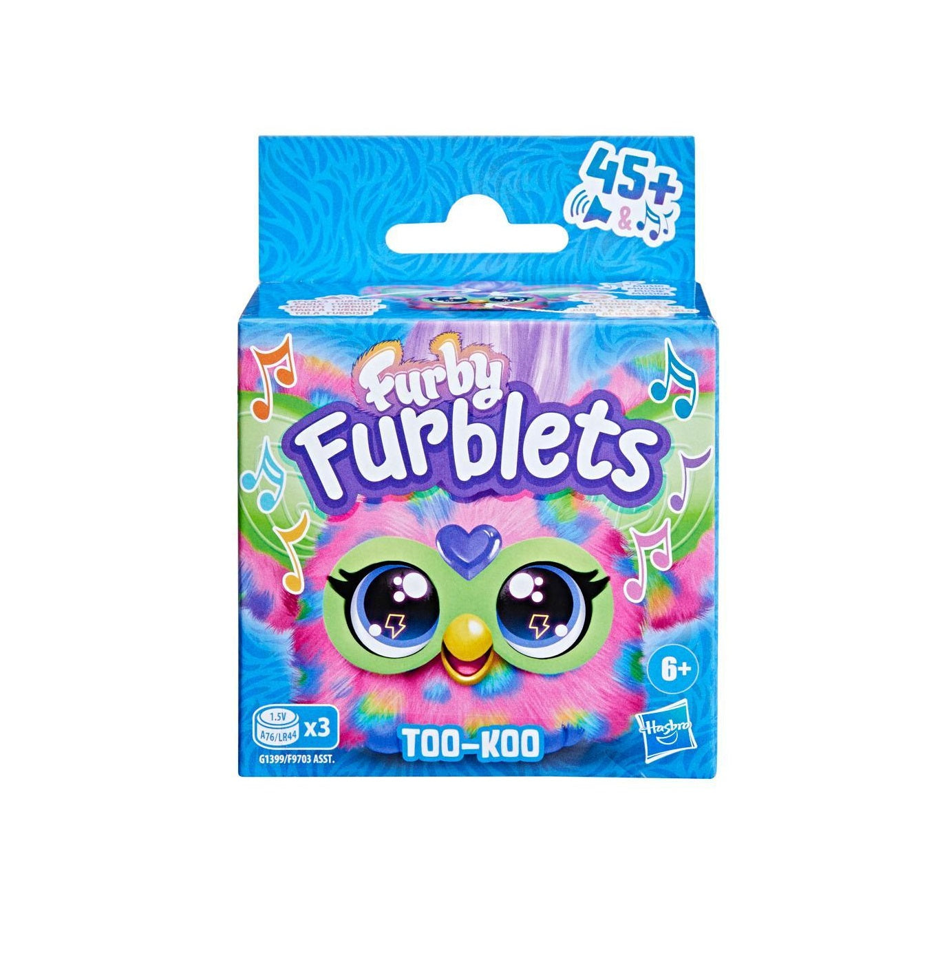 Furby Furblets Too-Koo Mini Electronic Plush Toy, Interactive Rockstar Friend with 45+ Rock 'n Roll Sounds & Songs, Peekaboo Ears, and Keychain Clip, for Kids Aged 6+