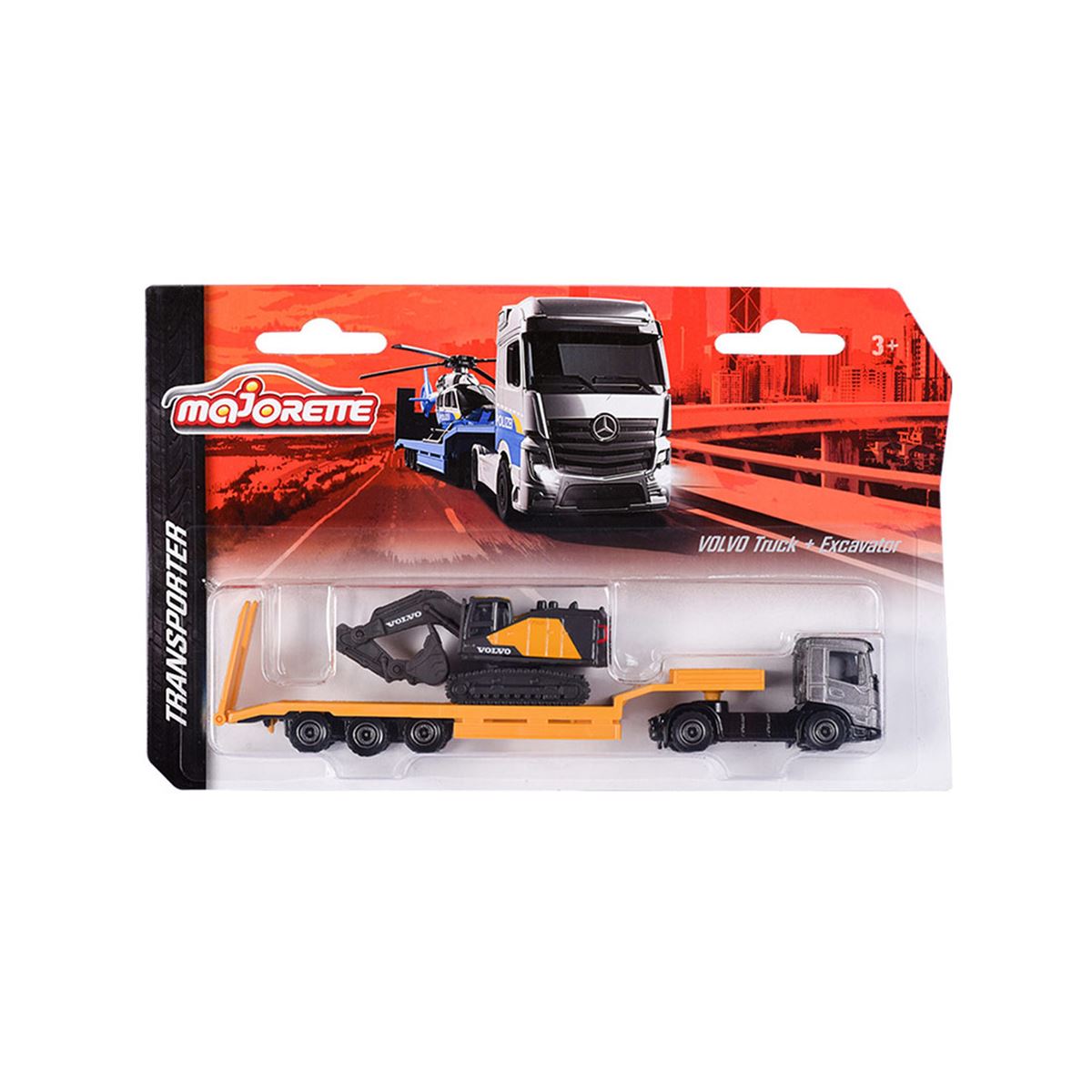 Majorette Transporter Series – Mercedes-Benz Actros & MAN TGX XXL Die-Cast Truck with Speedboat, Police Helicopter, Spacefleet, Tractor, Aeroplane & More | 3+ Years