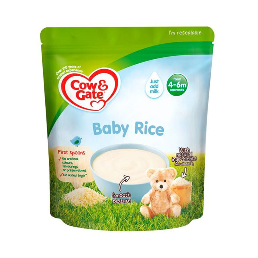 Cow & Gate Baby Rice Cereal for Babies from 4 to 6 Months – Smooth Texture First Spoonfuls with No Added Sugar | 100g Resealable Pack - MINIMEE KIDS