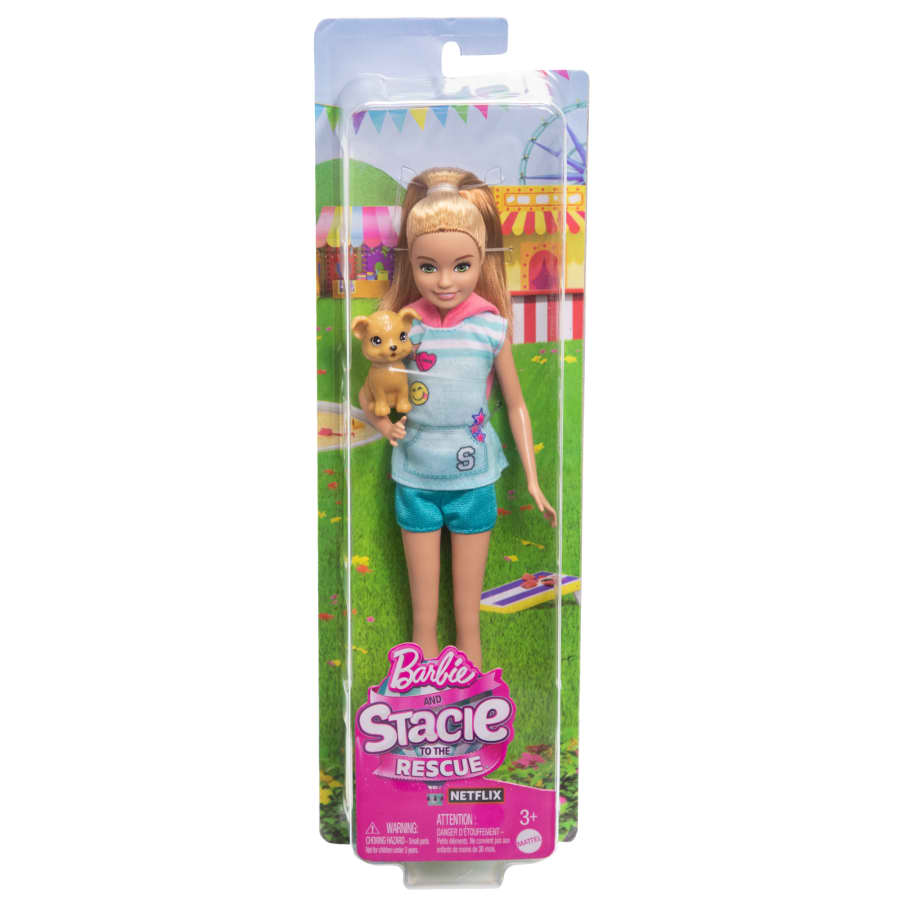 Barbie Stacie Doll with Pet Dog – Inspired by Barbie and Stacie to the Rescue Movie – Adventure Playset for Kids 3+ Years | HRM05