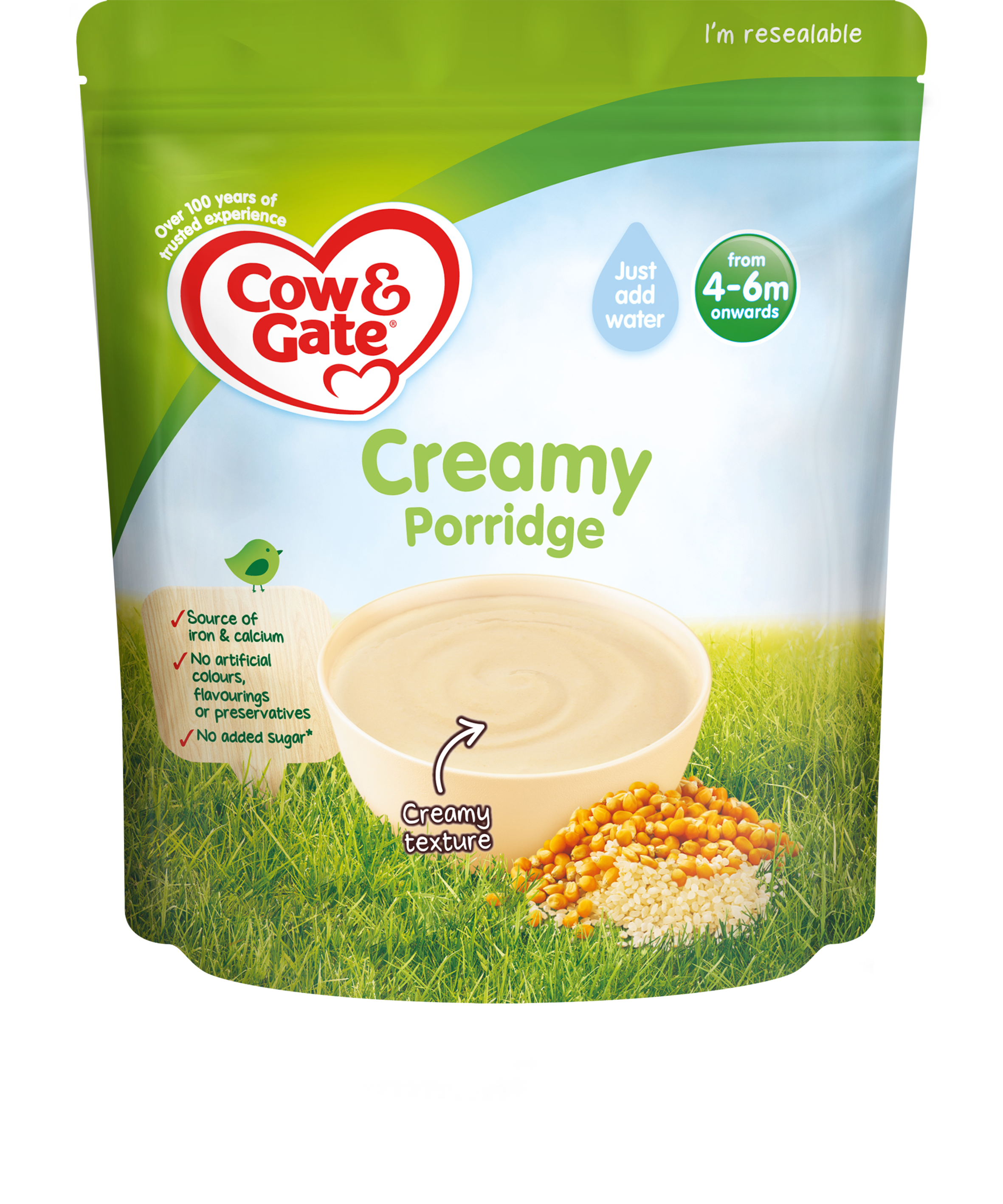 Cow & Gate Creamy Porridge 125g – Nutritious Gluten-Free Baby Cereal for 4+ Months | Gentle First Weaning Food with Essential Vitamins - MINIMEE KIDS