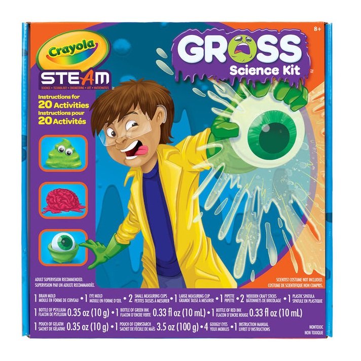 Crayola Gross Science Kit for Kids – STEAM Learning Set with 20 Experiments | Slimy, Gooey, Gross Fun for Ages 8+ | Educational Toy for Boys & Girls