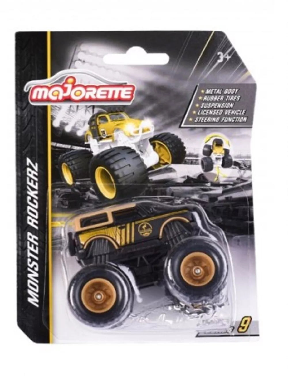 Majorette Monster Rockerz Series 9 – Ford Bronco Wildtrak, Toyota FJ Cruiser & Volkswagen Beetle Monster Trucks | Die-Cast Metal Body | 1:64 Scale Off-Road Vehicles with Suspension & Steering Function | Officially Licensed | Randomly Given Any 1 only