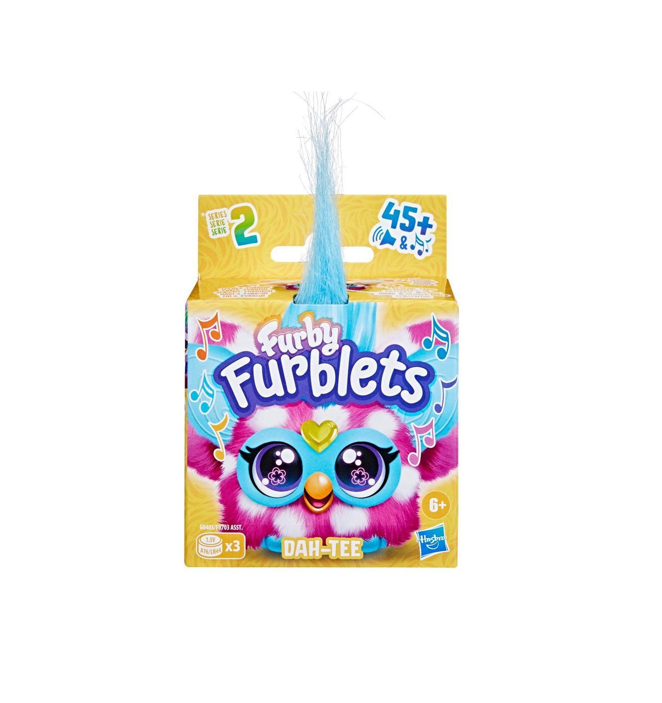 Furby Furblets toy packaging with colorful design on a white background