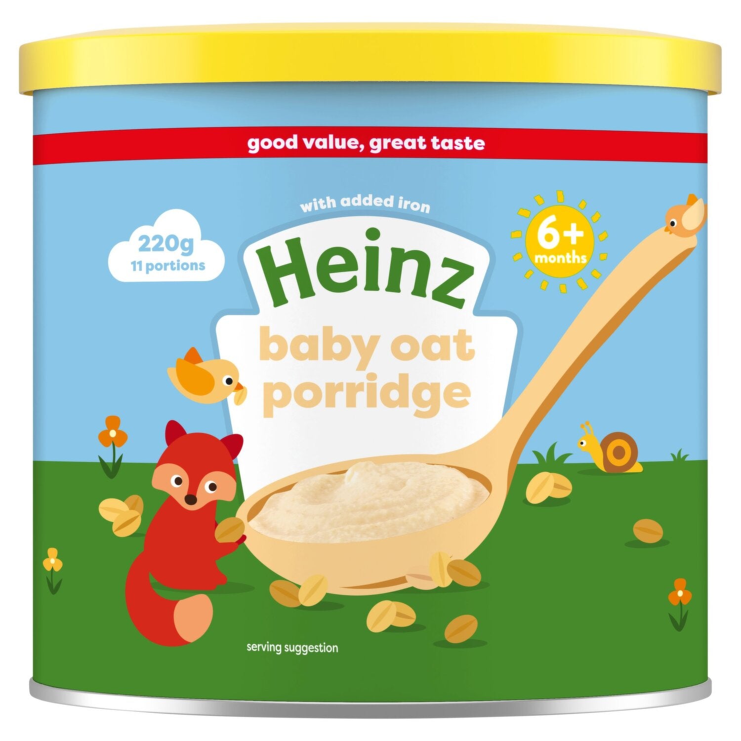 Heinz Baby Oat Porridge with Added Iron – 220g | Smooth Oat Cereal for Babies 6 Months+ | Enriched with Vitamins & Minerals | No Added Sugar | 11 Servings