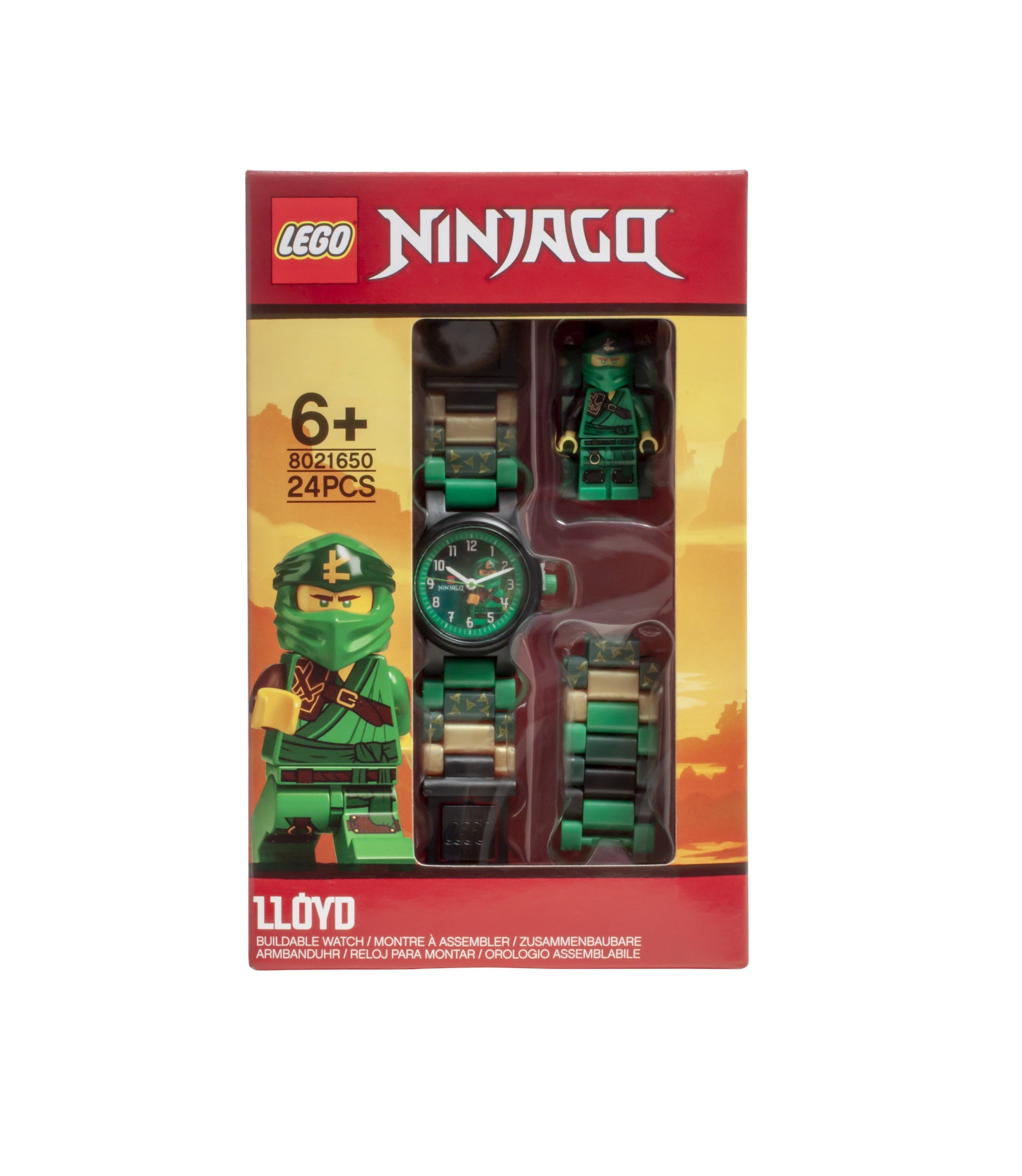 LEGO Ninjago 8021650 LLOYD Buildable Minifigure Link Watch, with Interchangeable Links, Analog Display, and Integrated Lloyd Minifigure, Water-Resistant Toy for Kids Aged 6+ (24 Pieces)