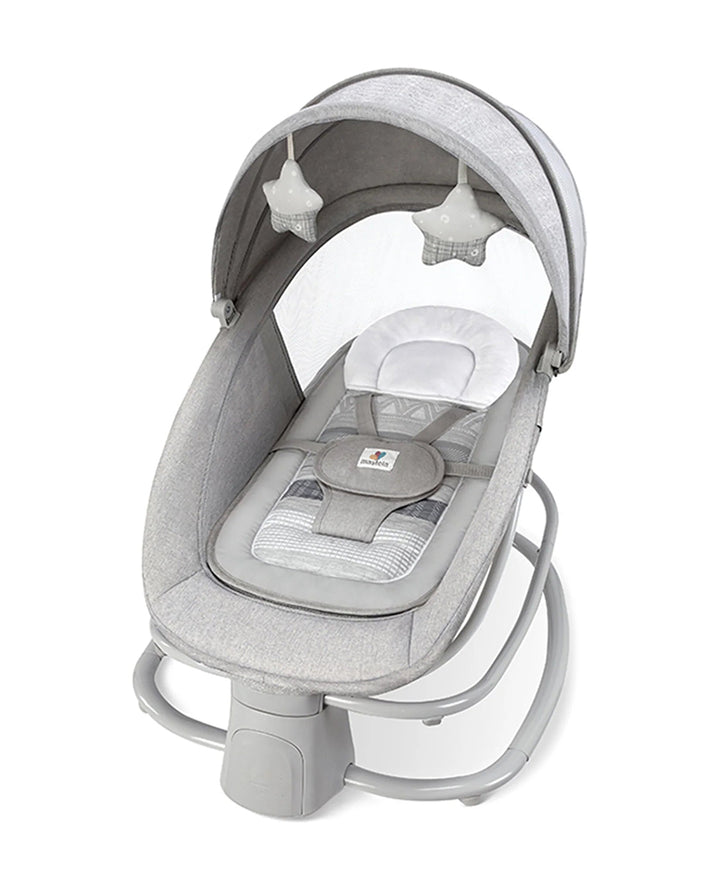 Mastela Baby Deluxe 4-in-1 Smart Swing & Rocker | Bluetooth & App Controlled Automatic Cradle | Birth to 36 Months (15kg) | 5 Swing Angles, Detachable Tray & Mosquito Net - MINIMEE KIDS
