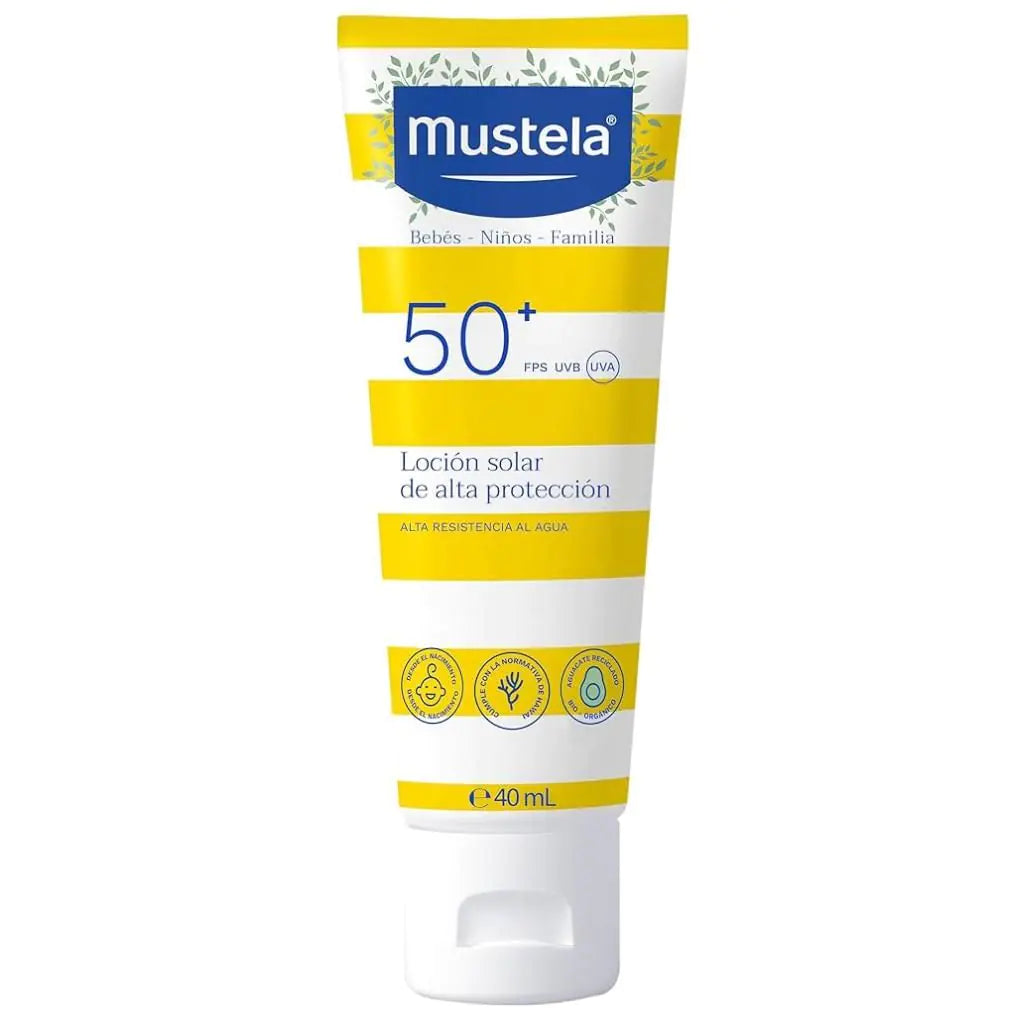 Mustela Very High Protection Sun Lotion SPF 50+ for Babies & Kids – Broad-Spectrum UVA & UVB Shield, Water & Sand Resistant | 40ml