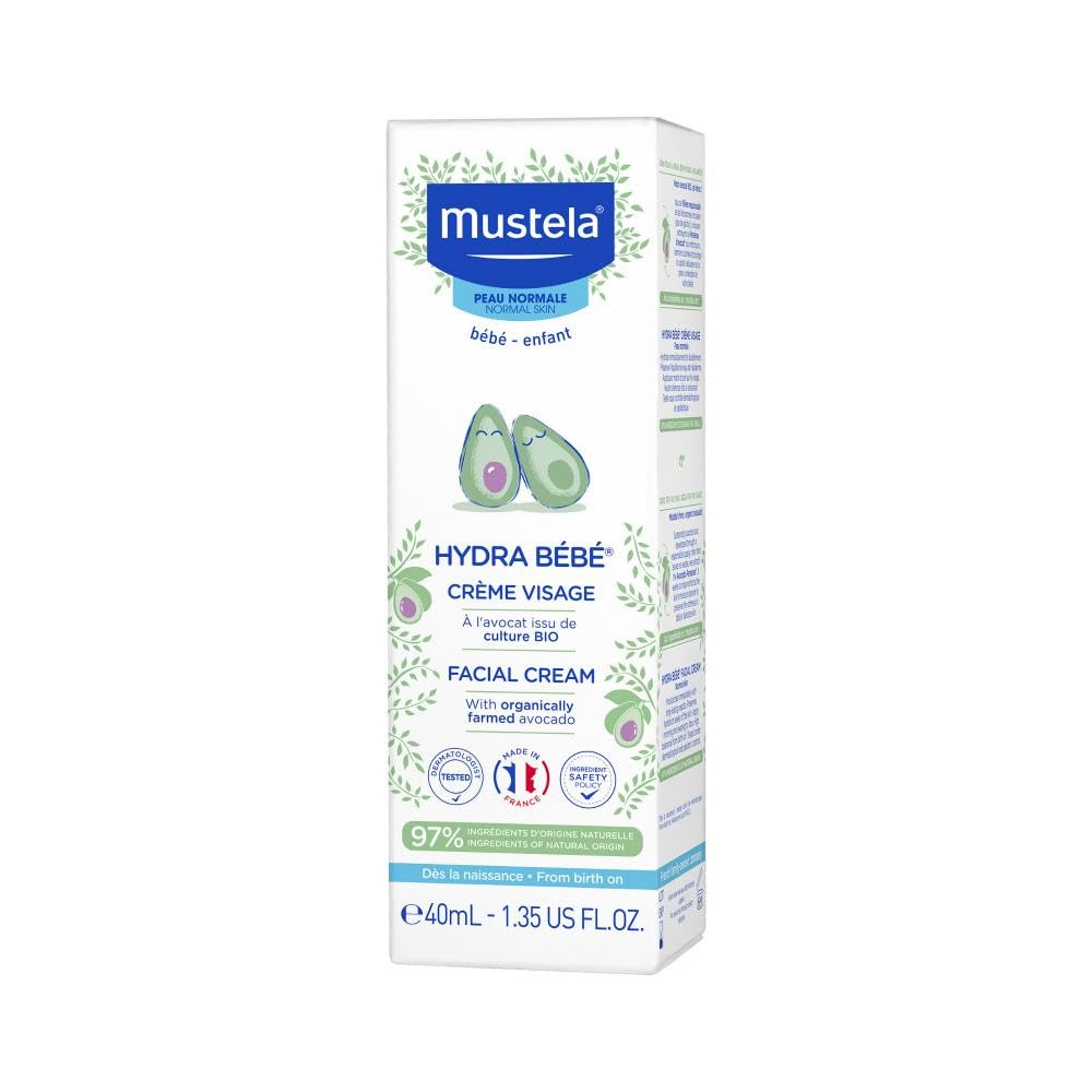 Mustela Hydra Bebe Facial Cream for Babies & Newborns – Avocado-Infused Daily Moisturizer for Soft, Hydrated Skin | 40ml