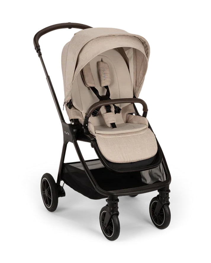 Nuna TRIV Next Baby Stroller | Spring Suspension Seat Technology, One Touch Braking System Pram for 0M+ (Up to 22kg) - Biscotti