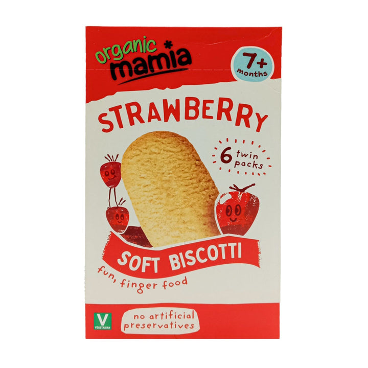 Organic Mamia Strawberry Soft Biscotti for 7+ Months - 120g | Pack of 6 Biscuits