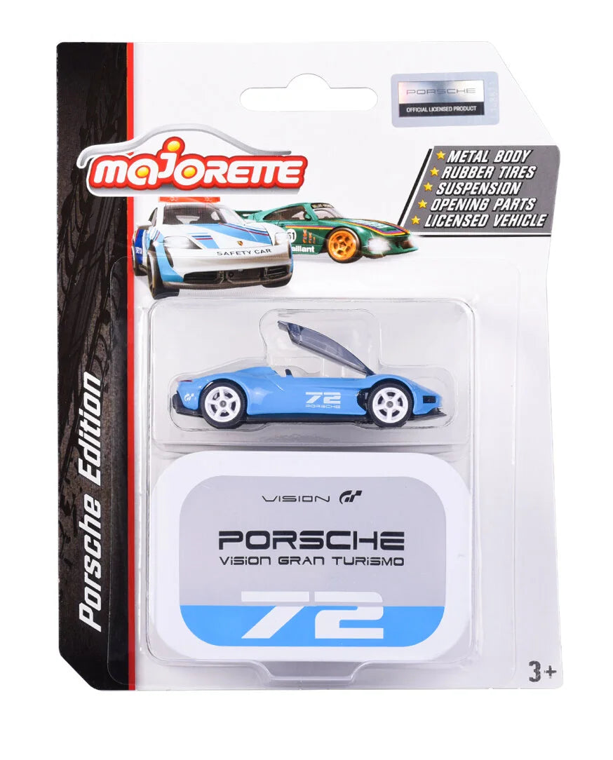 Majorette Porsche Edition - Porsche Vision Gran Turismo 72 Blue | Official Licensed Product | Die-Cast Car with Metal Body, Rubber Tires & Suspension | Includes Collector’s Box | 3+