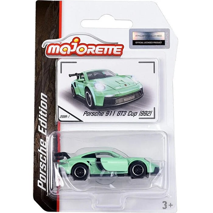 Majorette Porsche 911 GT3 Cup (992) Die-Cast Car - Porsche Edition 1:64 Scale | Mint Green Racing Design | Collector’s Card Included | 3+ Years