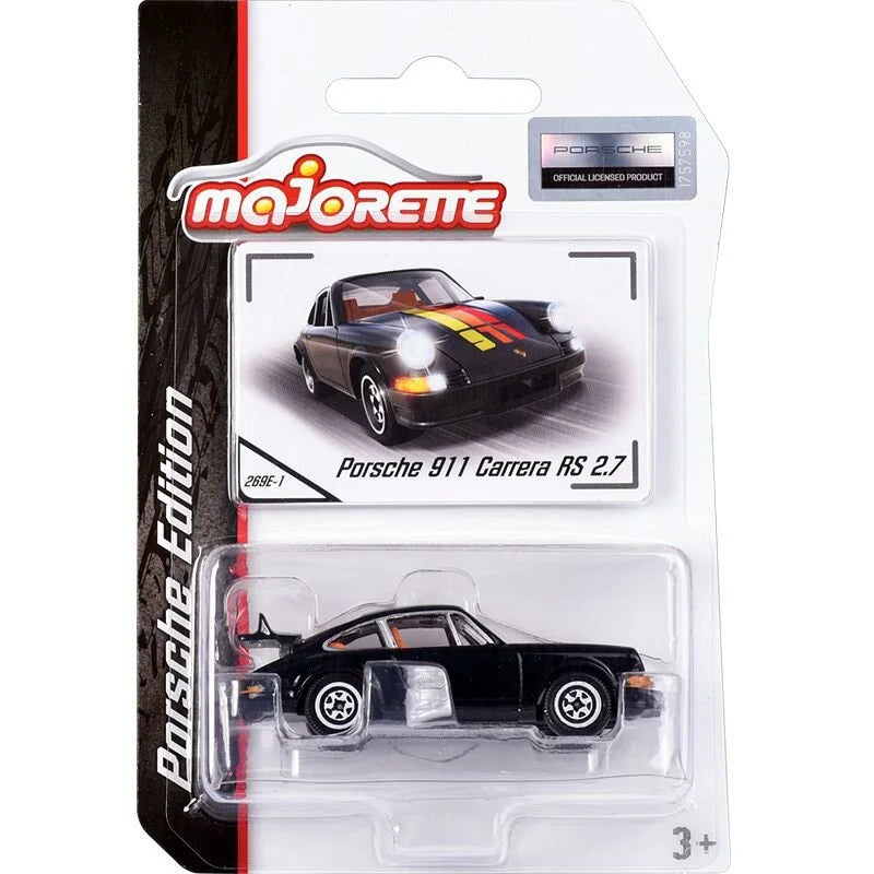 Majorette Porsche 911 Carrera RS 2.7 Die-Cast Car - 1:64 Scale | Premium Porsche Collection | Collector’s Edition in Black