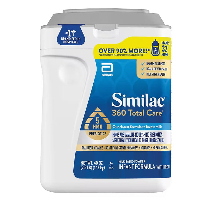 Similac 360 Total Care Infant Formula with Iron | Our Closest Formula to Breast Milk | Complete Nutrition for Baby's First Year (0-12 Months), 1.13kg (40 oz)