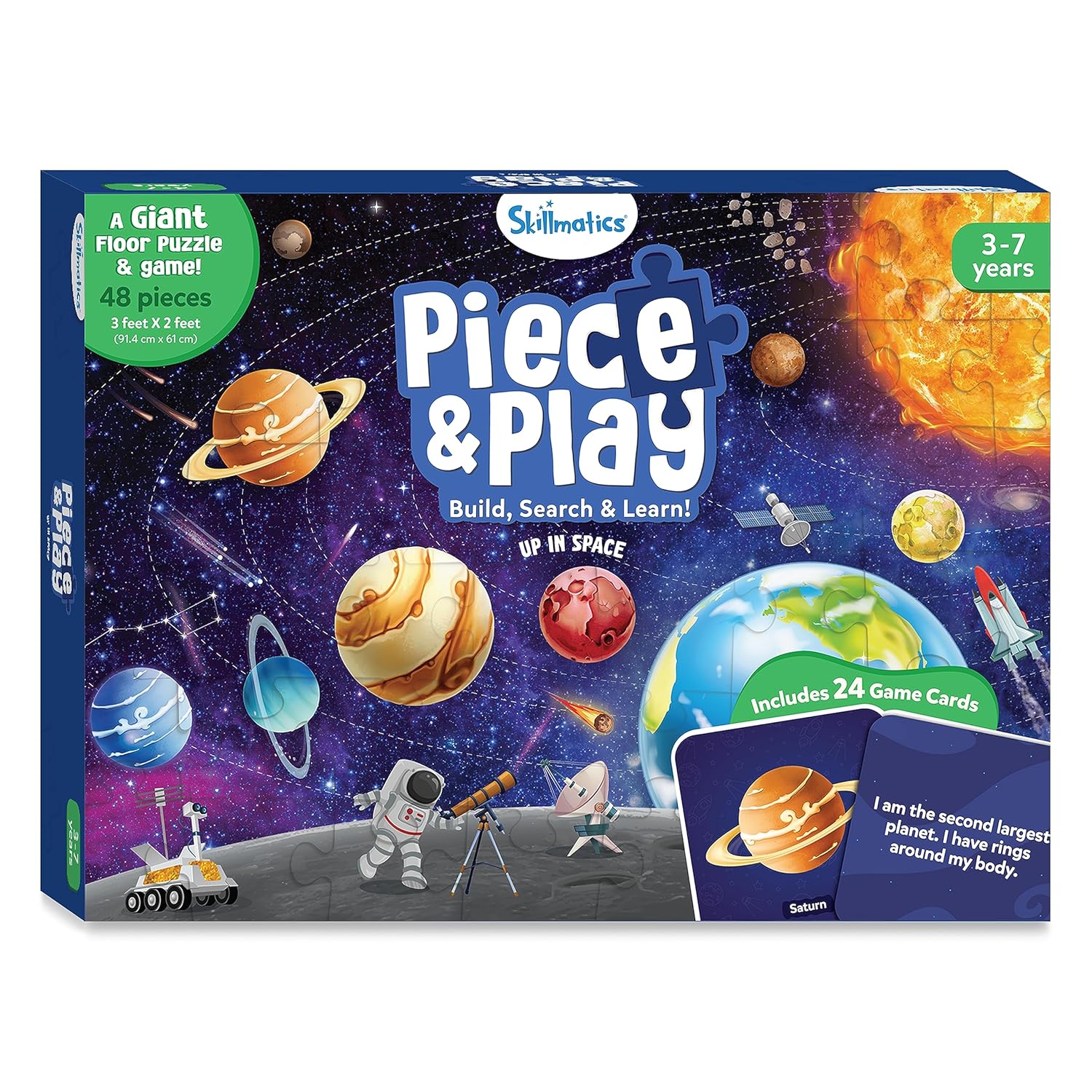 Skillmatics Piece & Play: Up In Space | Educational Floor Puzzle & Game for Kids Ages 3-7 | Explore the Universe with 48 Jumbo Pieces