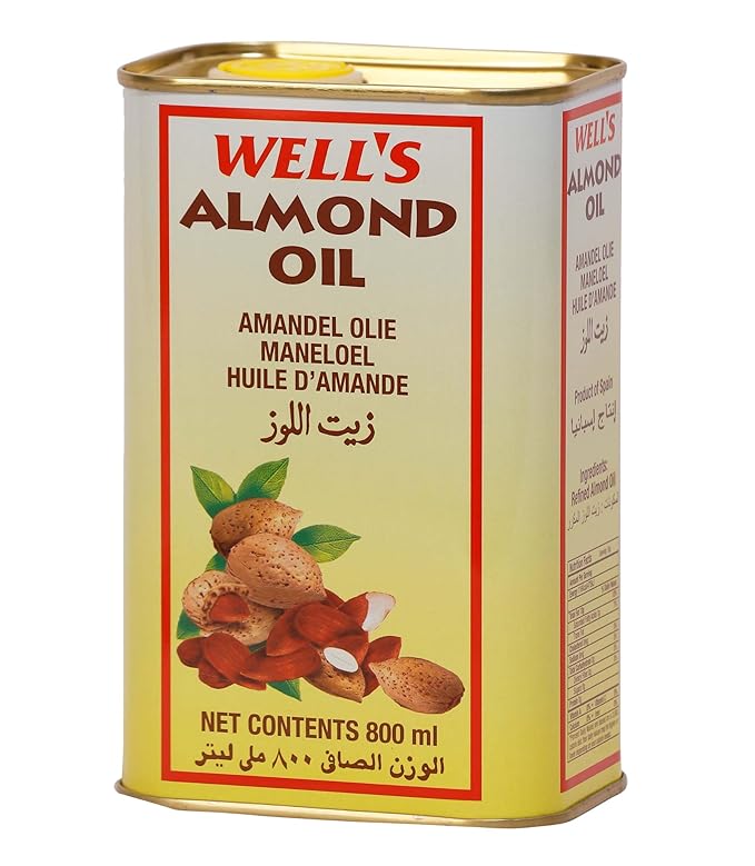 Well's 100% Pure Almond Oil (800ml) - Imported from Spain | Sweet Almond Oil for Skin, Hair & Baby Massage | Vitamin E Rich Nourishment & Memory Support