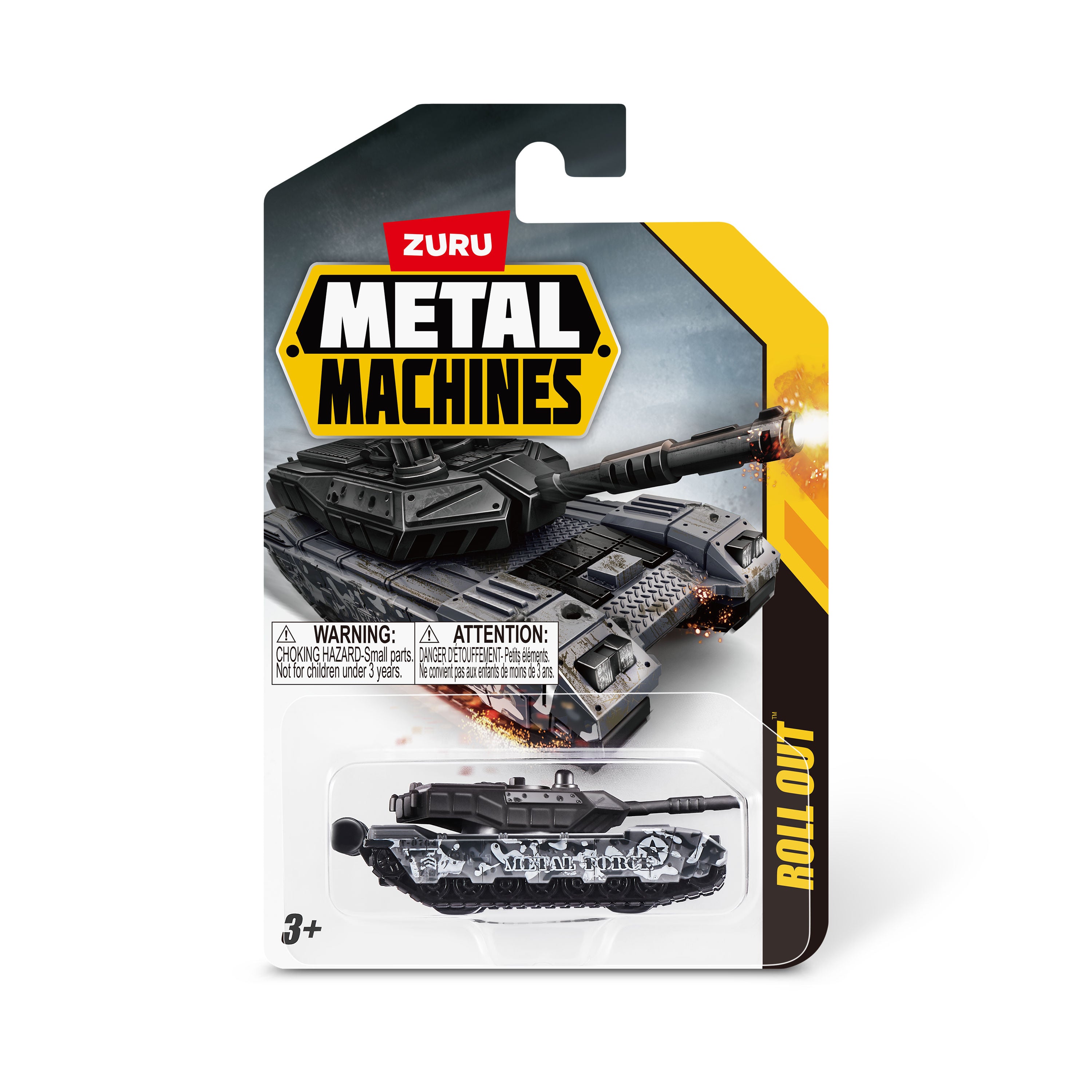 Zuru Metal Machines toy package with a tank model