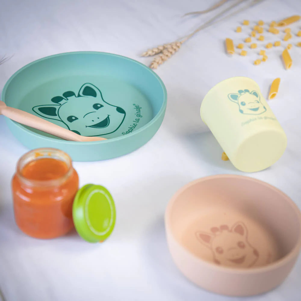 Sophie La Girafe Silicone Meal Set - Plate, bowl, cup, spoon - 6+ Months - MINIMEE KIDS