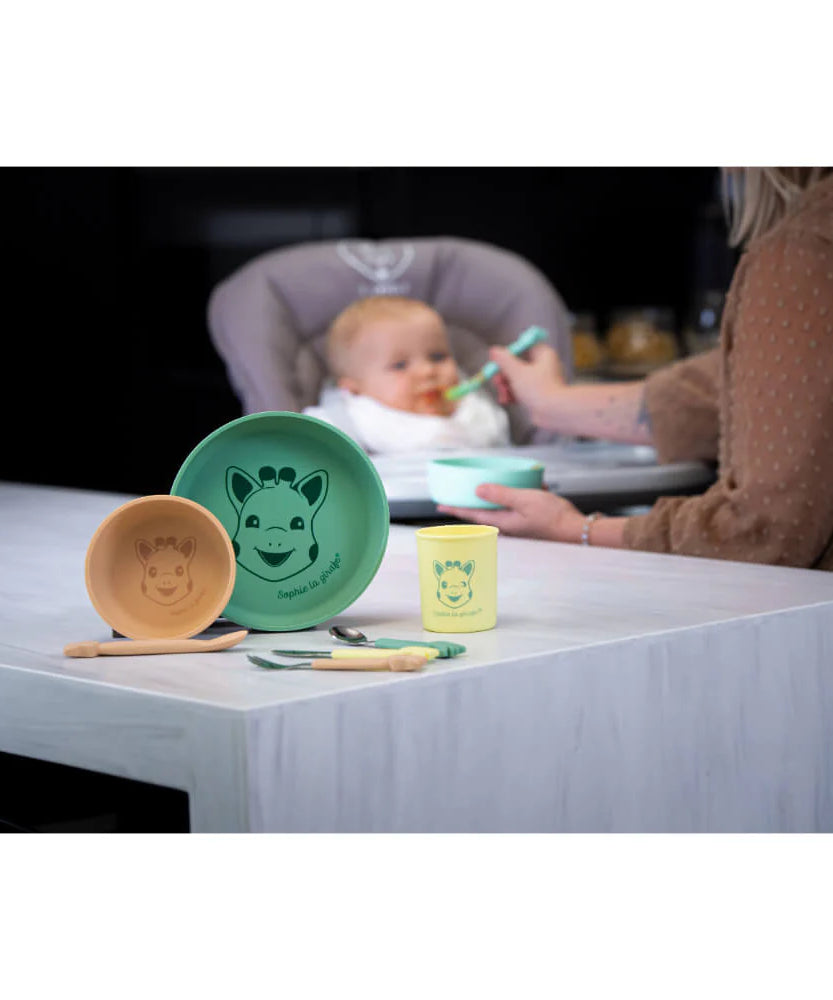 Sophie La Girafe Silicone Meal Set - Plate, bowl, cup, spoon - 6+ Months - MINIMEE KIDS