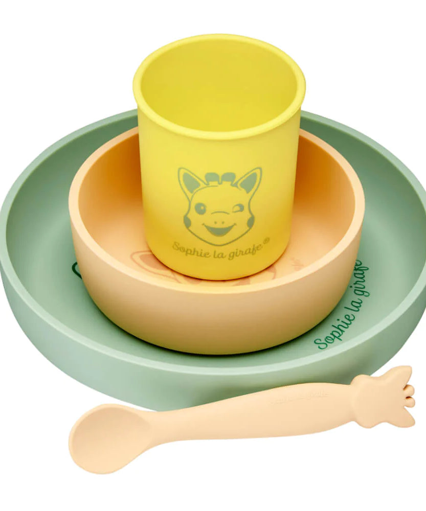 Sophie La Girafe Silicone Meal Set - Plate, bowl, cup, spoon - 6+ Months - MINIMEE KIDS