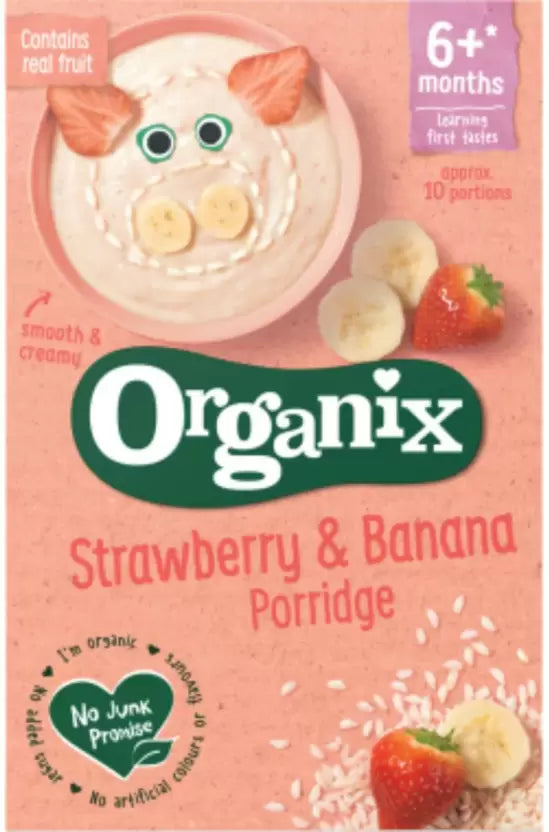 ORGANIX Strawberry & Banana Porridge Baby Snacks 120 g - MINIMEE KIDS