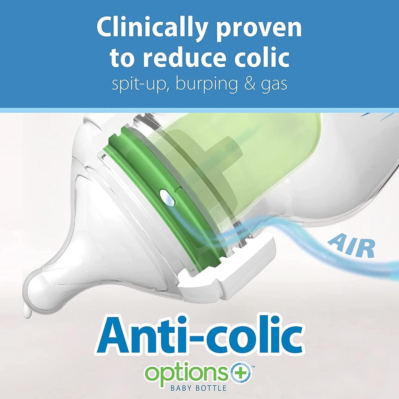 Dr. Brown's Natural Flow Options+ Anti-Colic Baby Bottle - 150ml for 0m+, Wide-Neck Design, Reduces Colic, Gas & Spit-Up