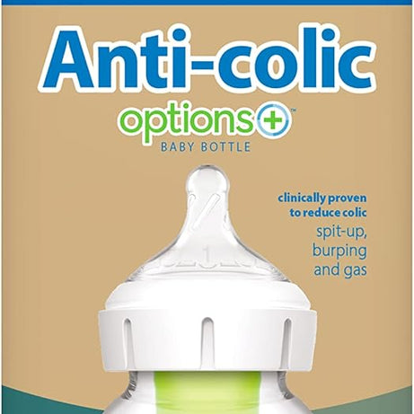 Dr. Brown's Natural Flow Options+ Anti-Colic Baby Bottle - 150ml for 0m+, Wide-Neck Design, Reduces Colic, Gas & Spit-Up