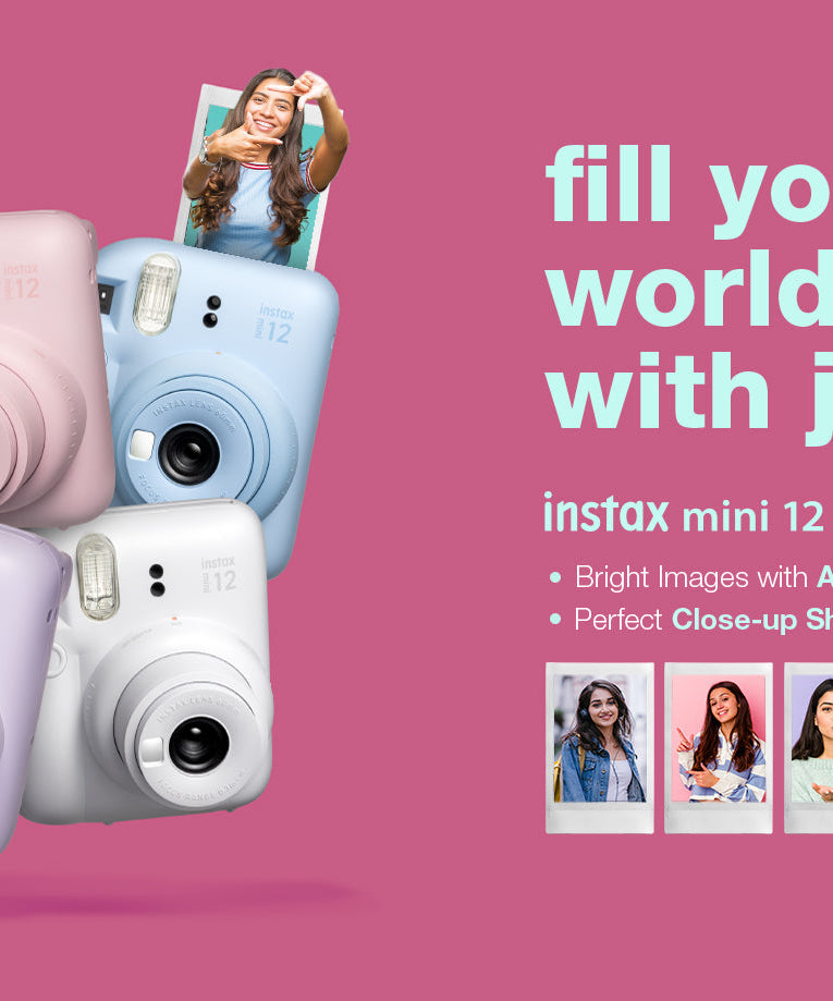Fujifilm Instax Mini 12 Moments Forever Box Set – Instant Camera with 20 Glossy Films, Selfie Mirror, Close-Up Lens & Accessories | Includes Bunting & Carry Case | Perfect Gift for Capturing Memories