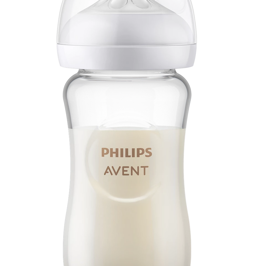 Philips Avent Glass Natural Baby Bottle (240ml, 3-Pack) | Natural Response Nipple with Anti-Colic Valve (Flow 3, 1m+) | Premium BPA-Free Borosilicate Glass
