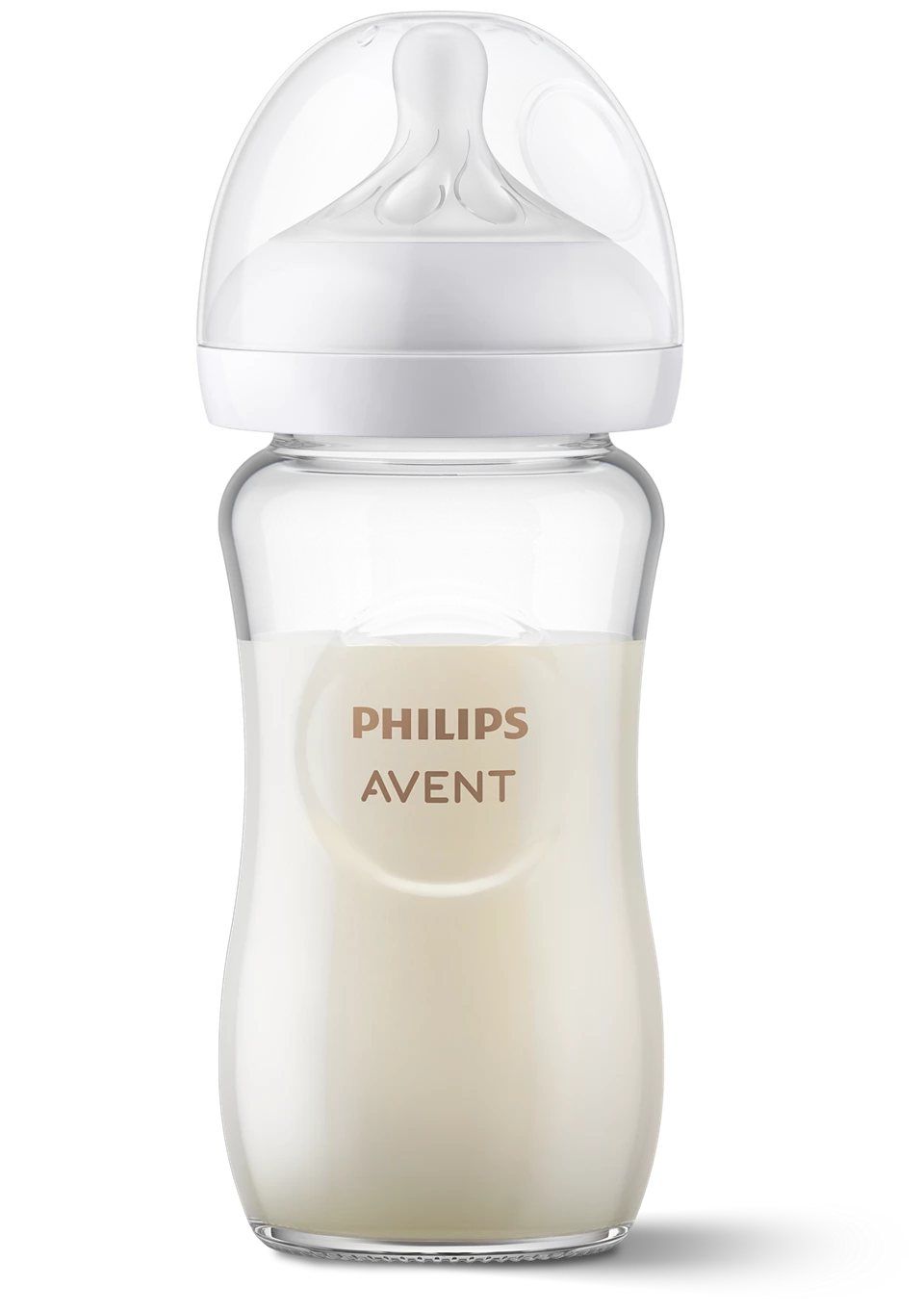 Philips Avent Glass Natural Baby Bottle (240ml, 3-Pack) | Natural Response Nipple with Anti-Colic Valve (Flow 3, 1m+) | Premium BPA-Free Borosilicate Glass