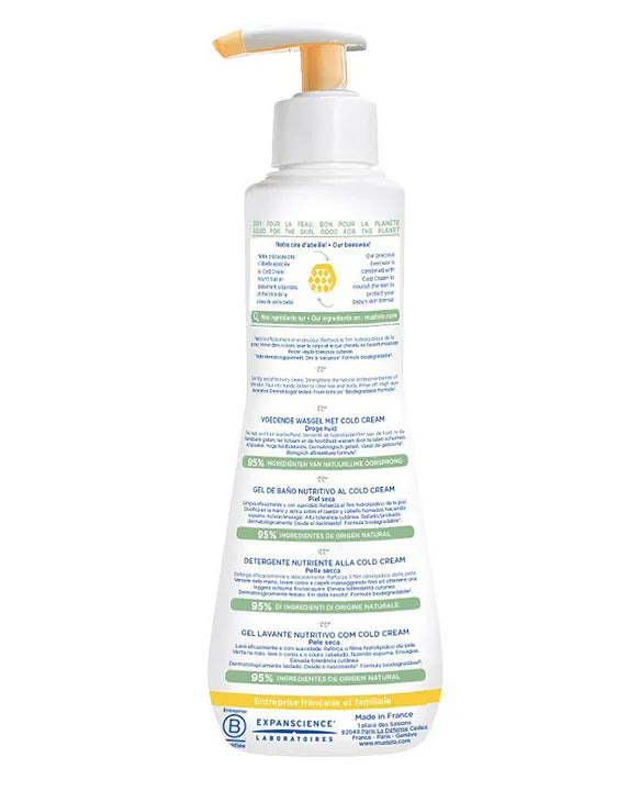 Mustela Nourishing Cleansing Gel with Cold Cream for Hair & Body - Organic Beeswax | 300ml | Made in France - MINIMEE KIDS