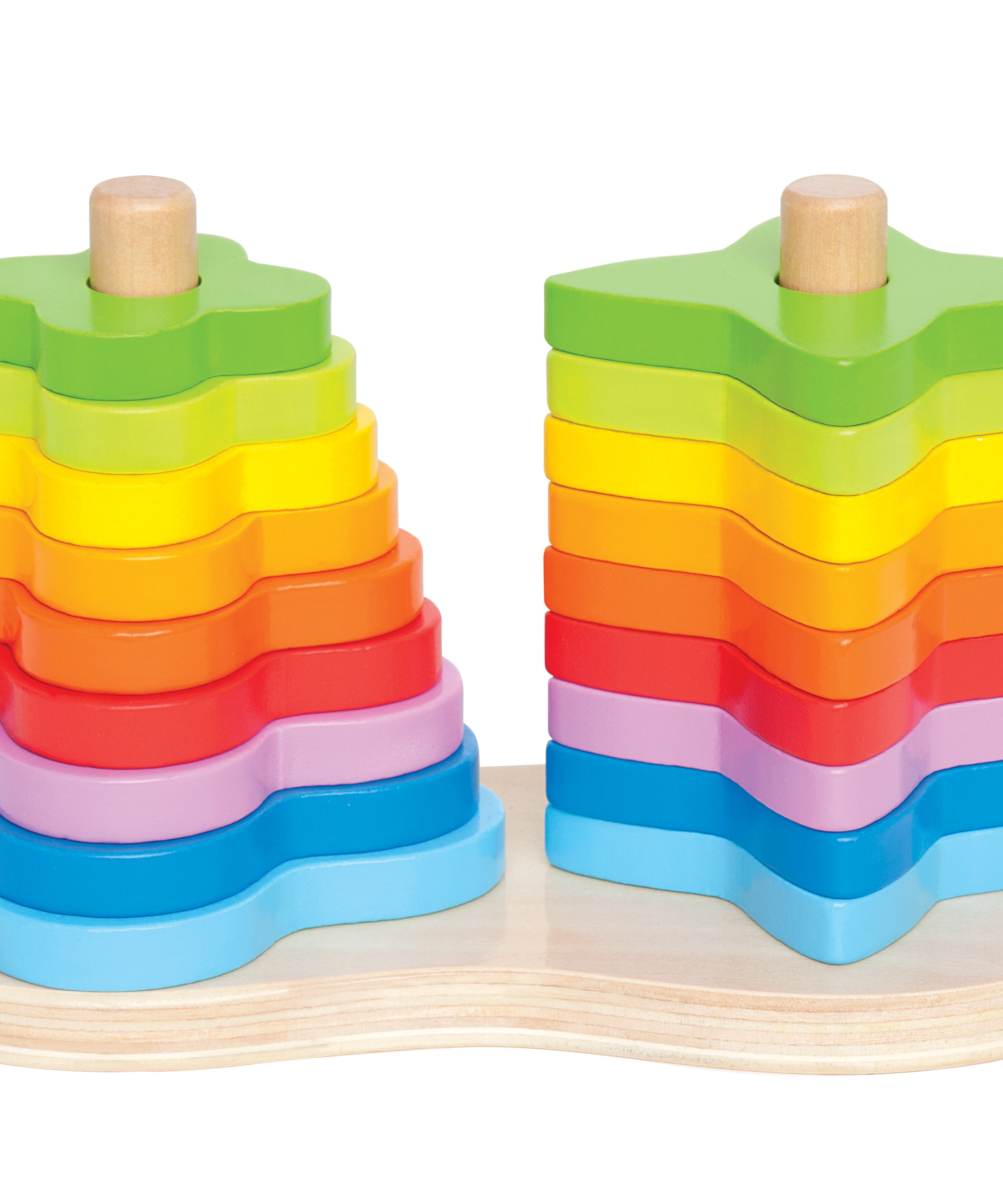 Hape Double Rainbow Stacker Wooden Toy | Vibrant 19-Piece Building Set for Toddlers Aged 12 Months+