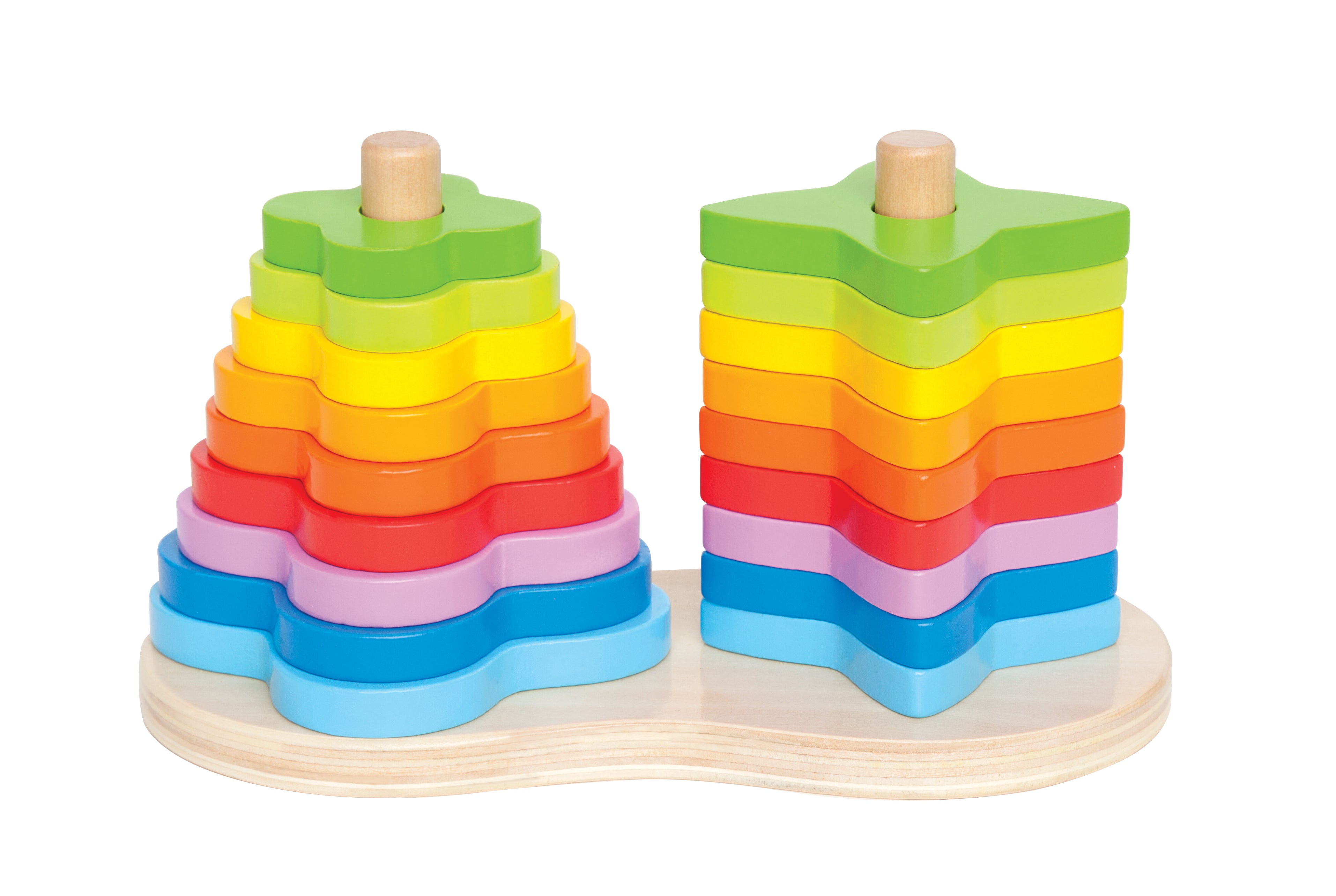Hape Double Rainbow Stacker Wooden Toy | Vibrant 19-Piece Building Set for Toddlers Aged 12 Months+