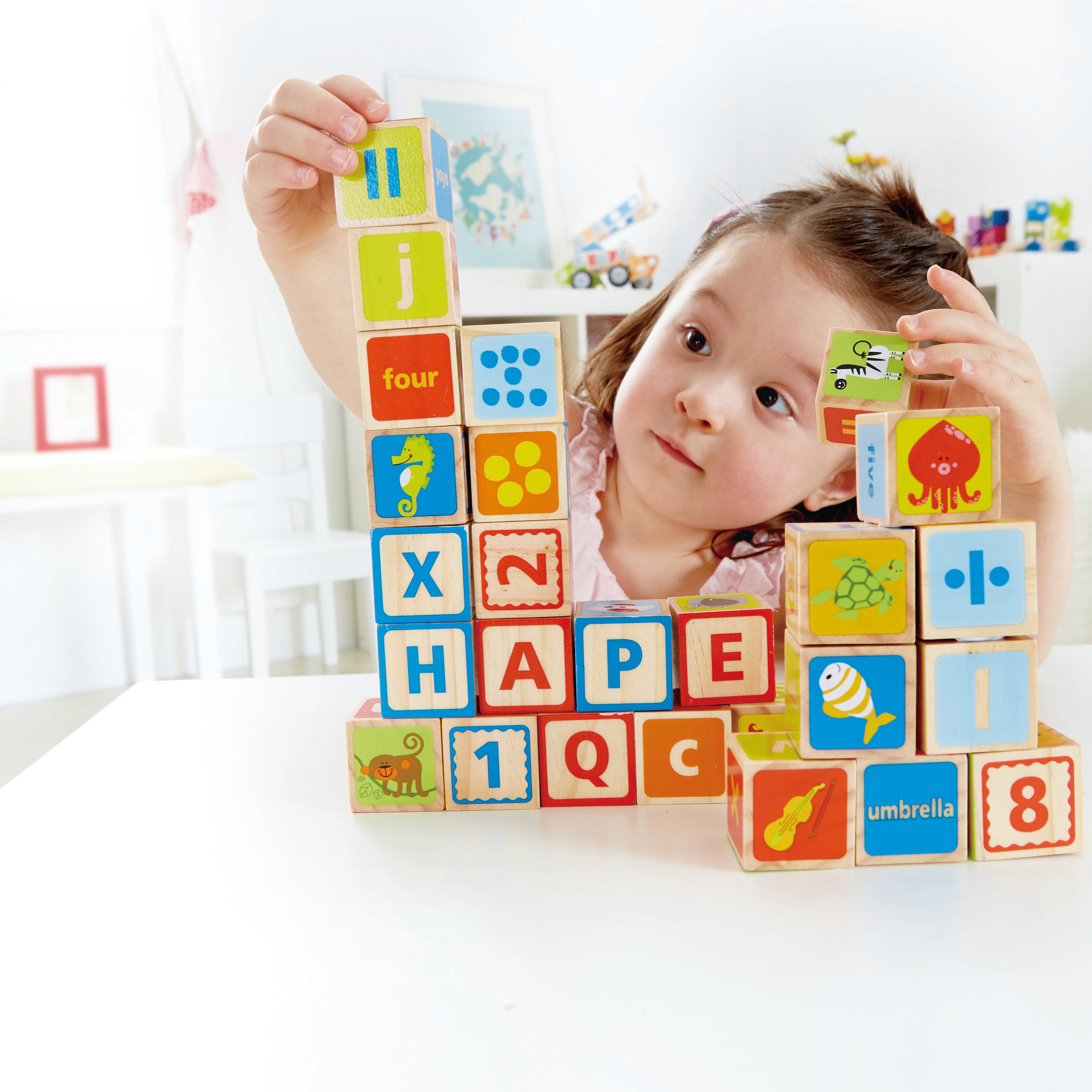 Hape ABC Blocks - 26 Colorful Wooden Letter Blocks for Toddlers Aged 2 Years and Up | E0419