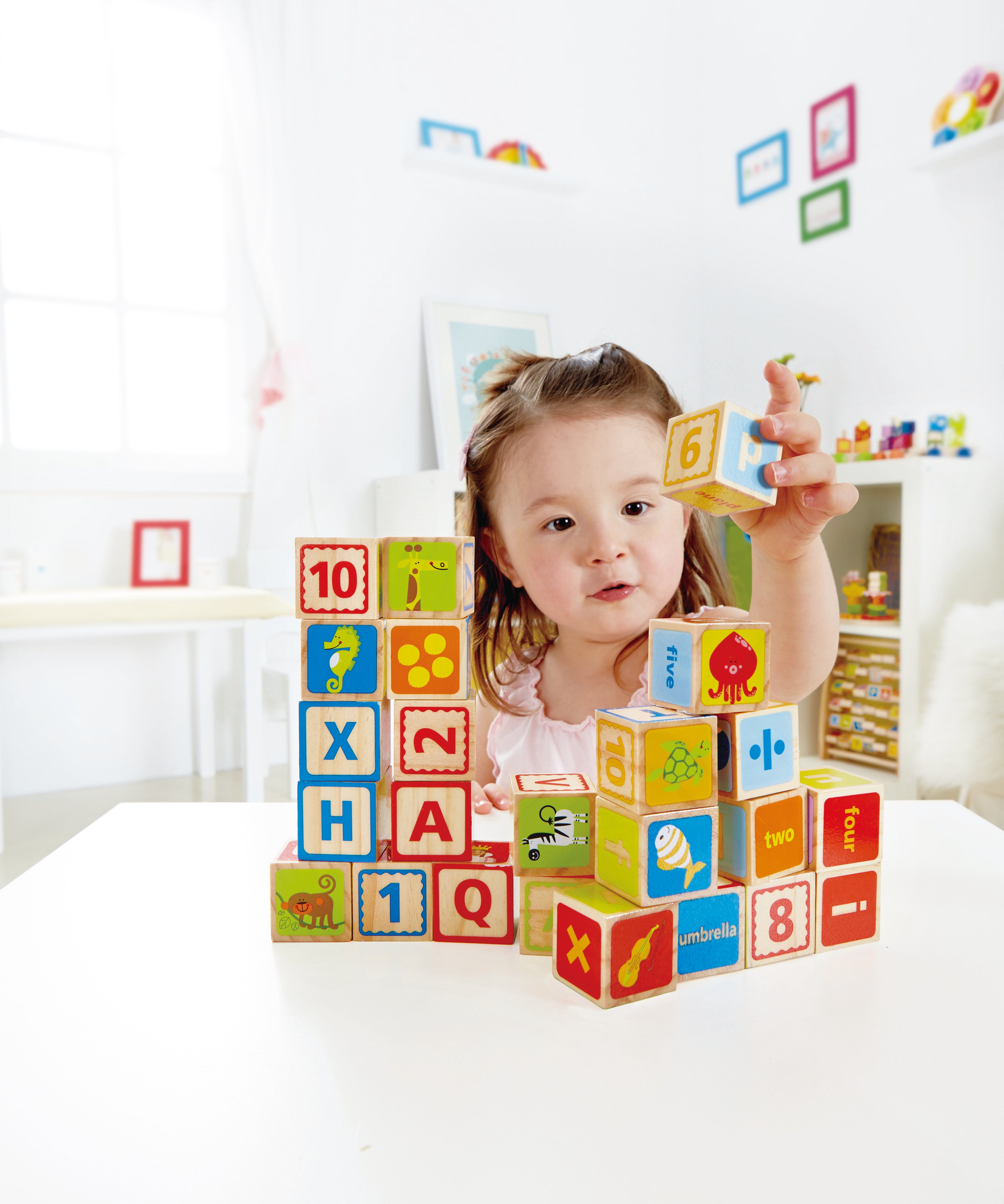 Hape ABC Blocks - 26 Colorful Wooden Letter Blocks for Toddlers Aged 2 Years and Up | E0419