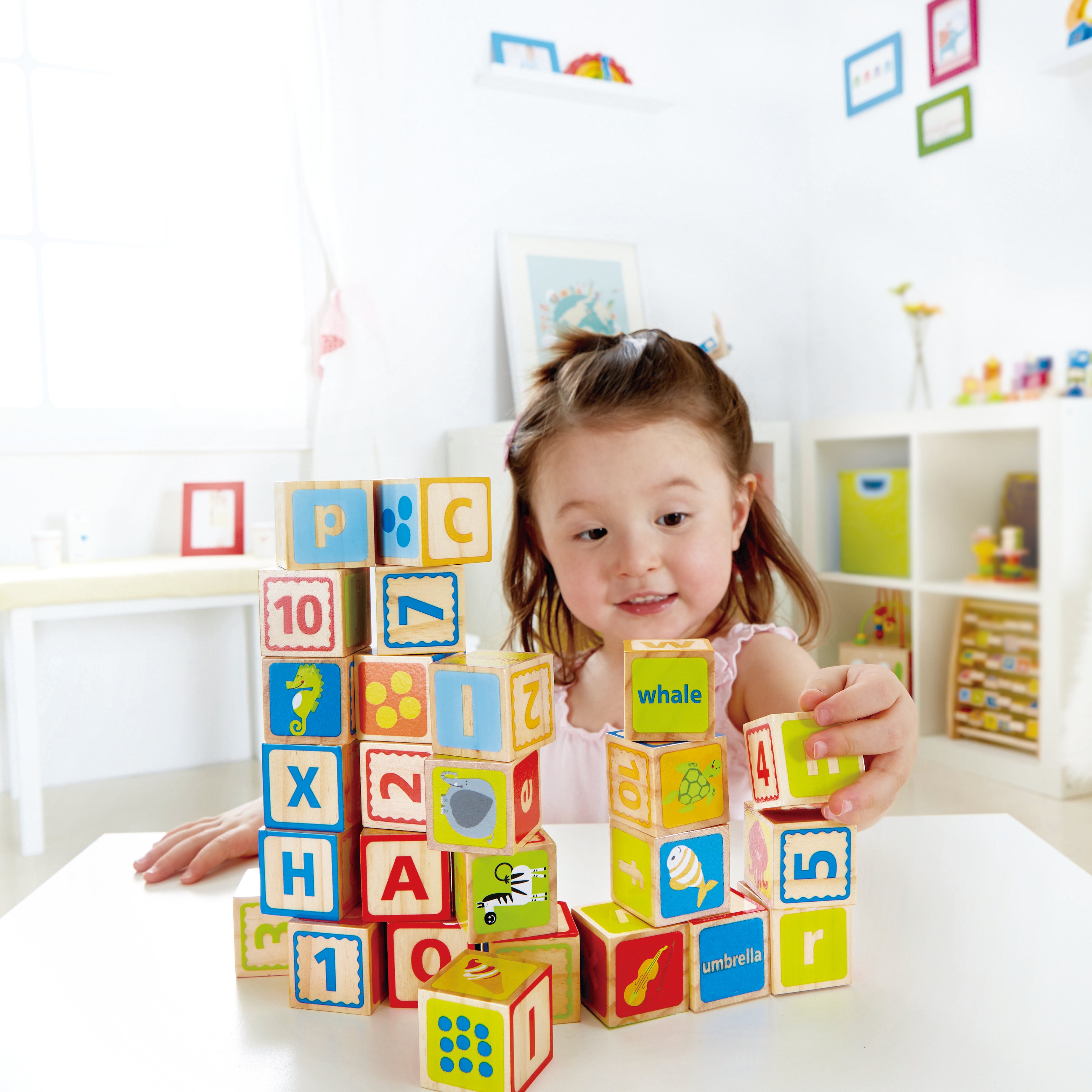 Hape ABC Blocks - 26 Colorful Wooden Letter Blocks for Toddlers Aged 2 Years and Up | E0419